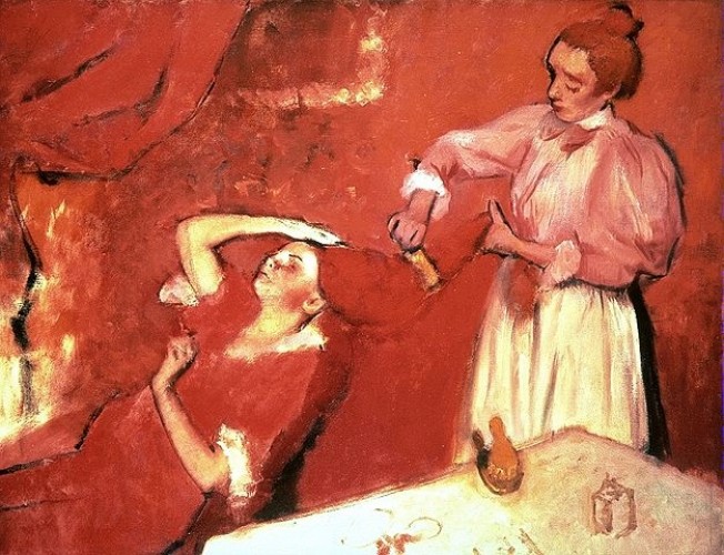 Degas Donna alla toelette che si fa pettinare